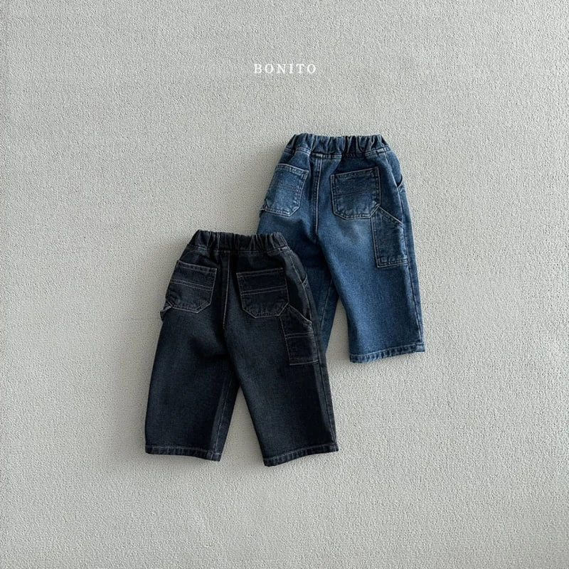 Bonito - Korean Baby Fashion - #babyboutiqueclothing - Carpenter Fleece Denim Pants - 2