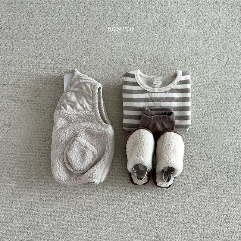 Bonito - Korean Baby Fashion - #babyboutiqueclothing - Stripe Fleece Sweatshirts Leggings Set - 8