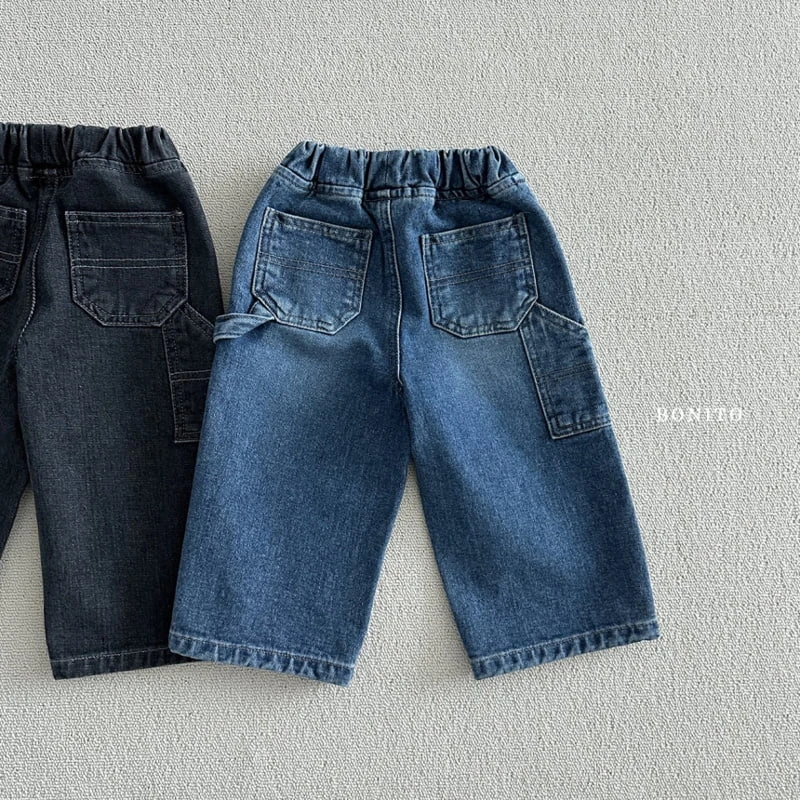 Bonito - Korean Baby Fashion - #babyclothing - Carpenter Fleece Denim Pants - 4