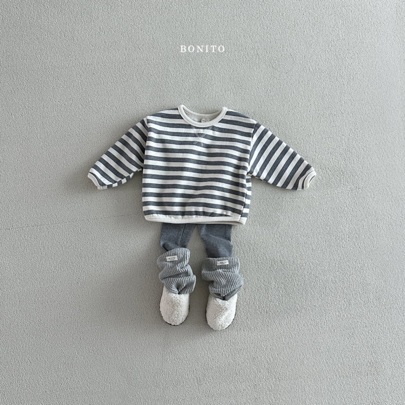 Bonito - Korean Baby Fashion - #babyfashion - Stripe Fleece Sweatshirts Leggings Set - 10