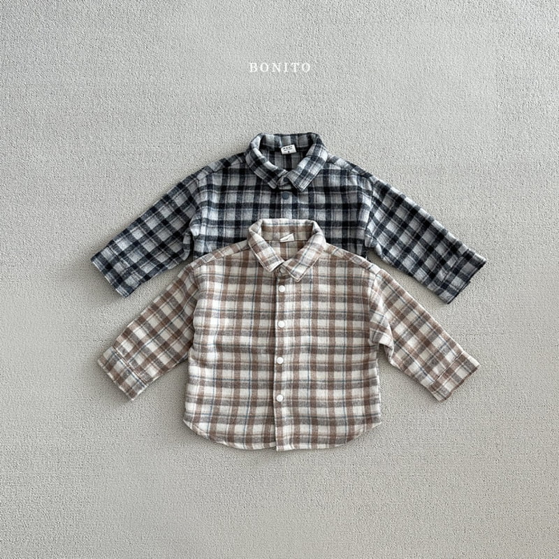 Bonito - Korean Baby Fashion - #babyfever - Wool Check Shirt - 3