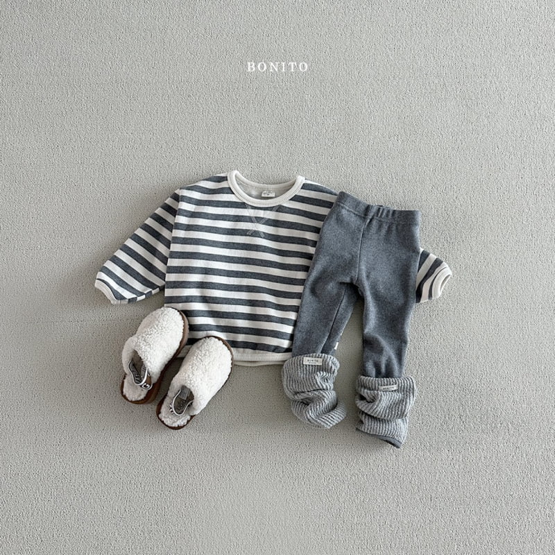 Bonito - Korean Baby Fashion - #babyfever - Stripe Fleece Sweatshirts Leggings Set - 11