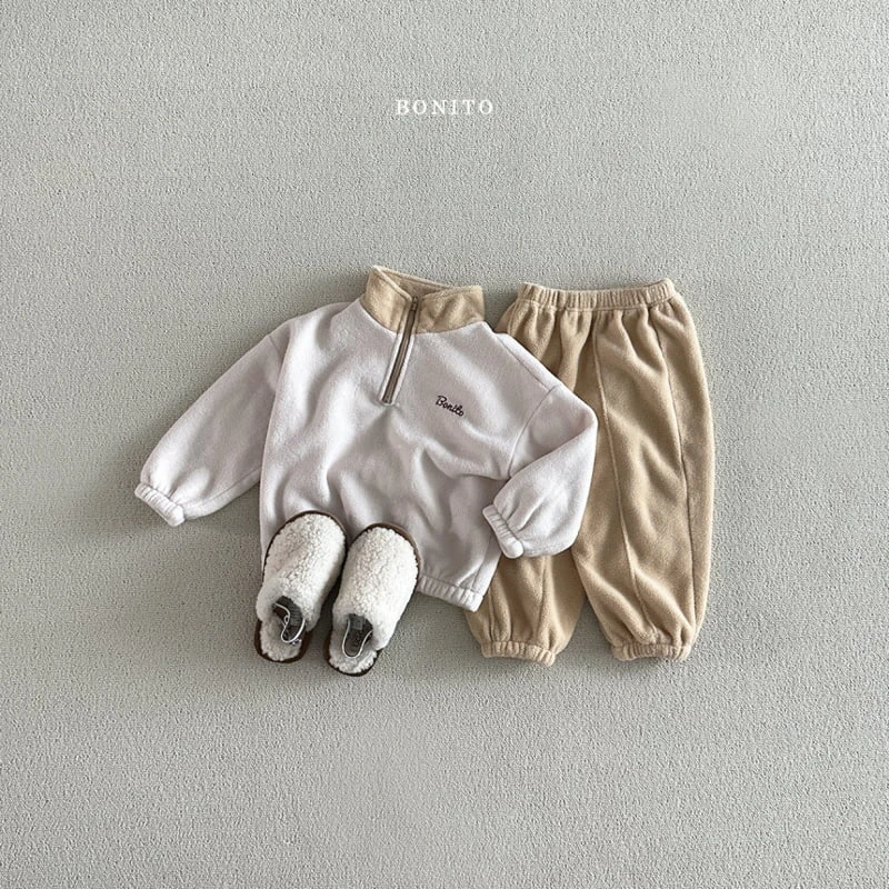 Bonito - Korean Baby Fashion - #babyfever - Raglan Half Zip-up Top Bottom Set - 6