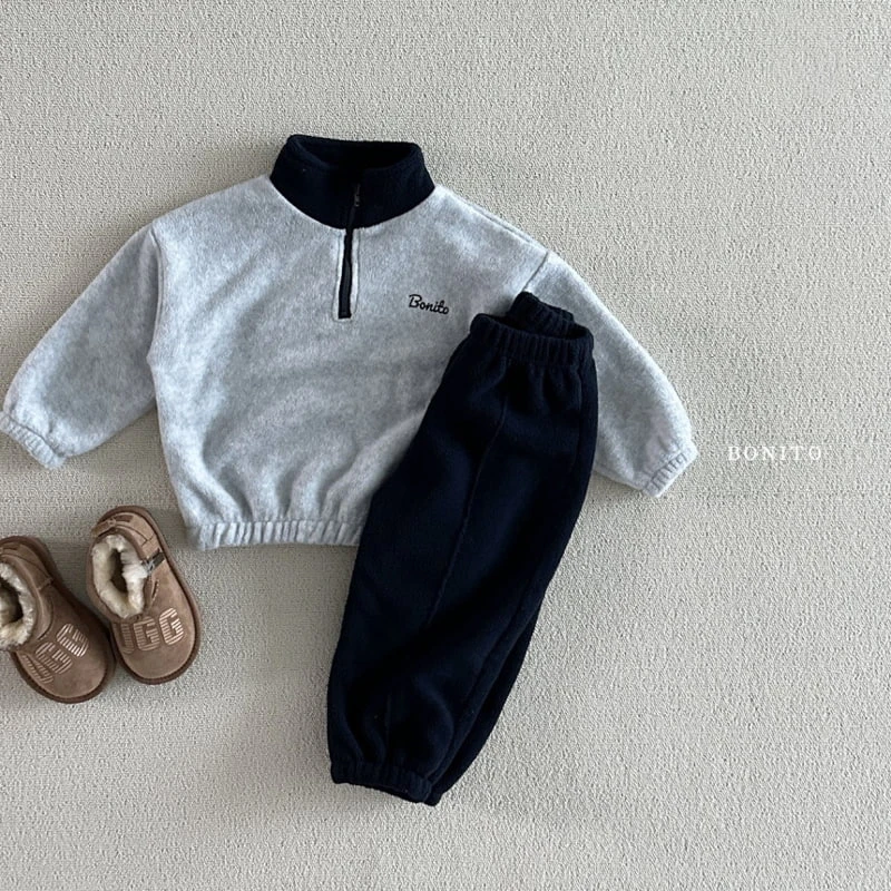 Bonito - Korean Baby Fashion - #babylifestyle - Raglan Half Zip-up Top Bottom Set - 8