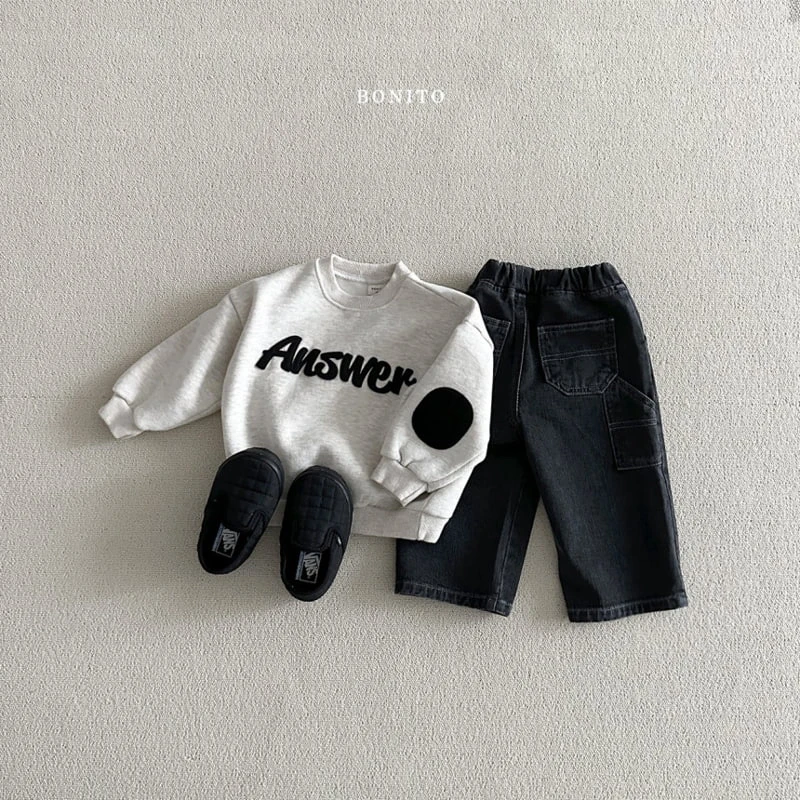 Bonito - Korean Baby Fashion - #babyoutfit - Answer Patch Sweatshirts - 9