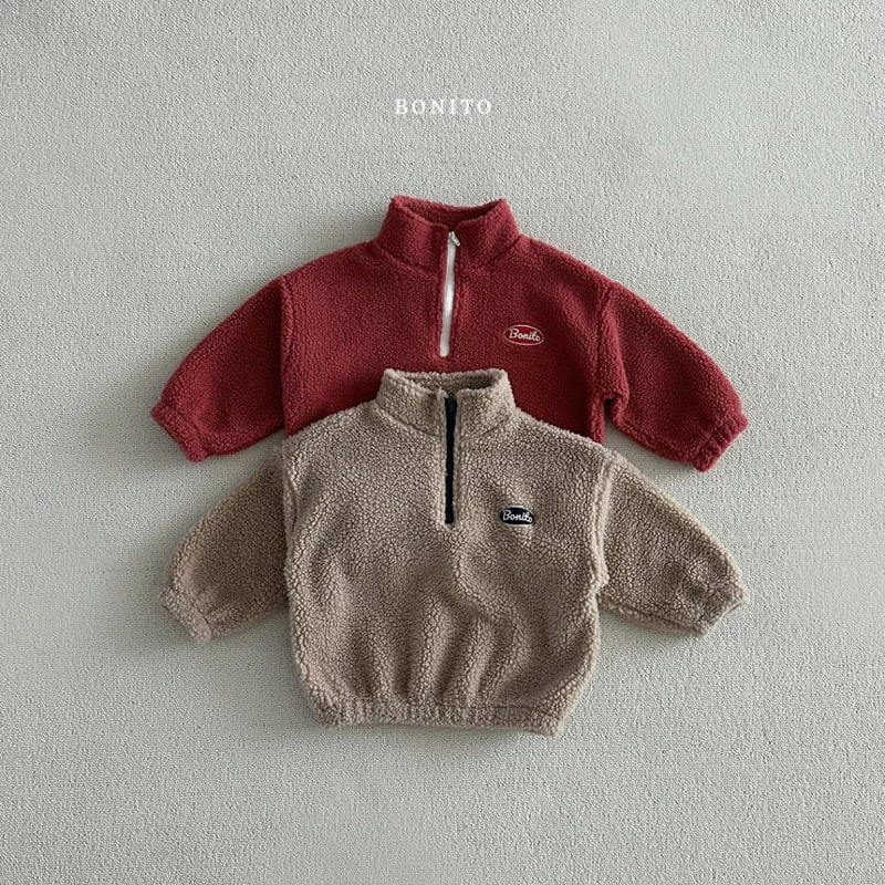 Bonito - Korean Baby Fashion - #babywear - Soft Dumble Half Zip-up Top