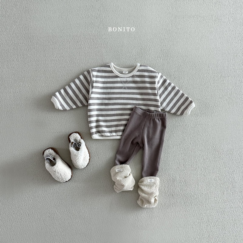 Bonito - Korean Baby Fashion - #onlinebabyshop - Stripe Fleece Sweatshirts Leggings Set - 5