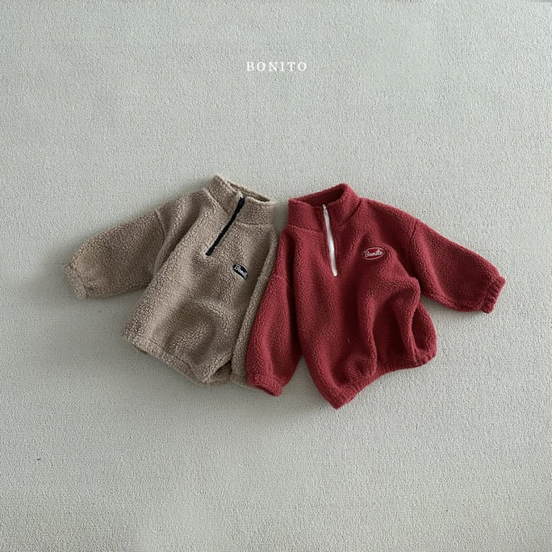 Bonito - Korean Baby Fashion - #onlinebabyshop - Soft Dumble Half Zip-up Top - 4