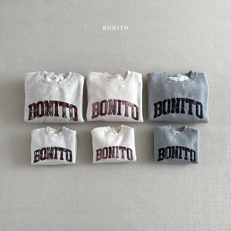 Bonito - Korean Children Fashion - #kidsshorts - Bonito Check Embroidery Sweatshirts With Mom