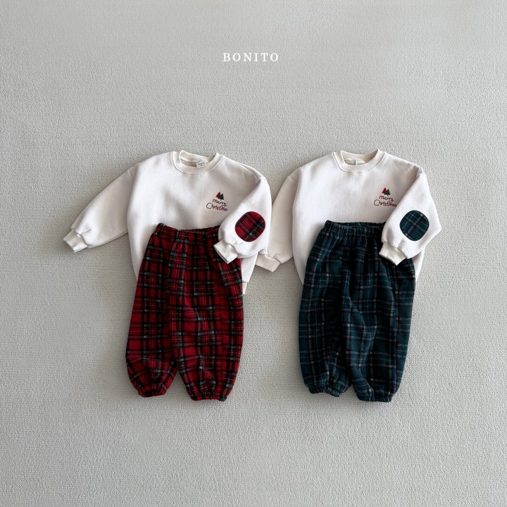 Bonito - Korean Children Fashion - #kidsshorts - Christmas Patch Pants Set - 2