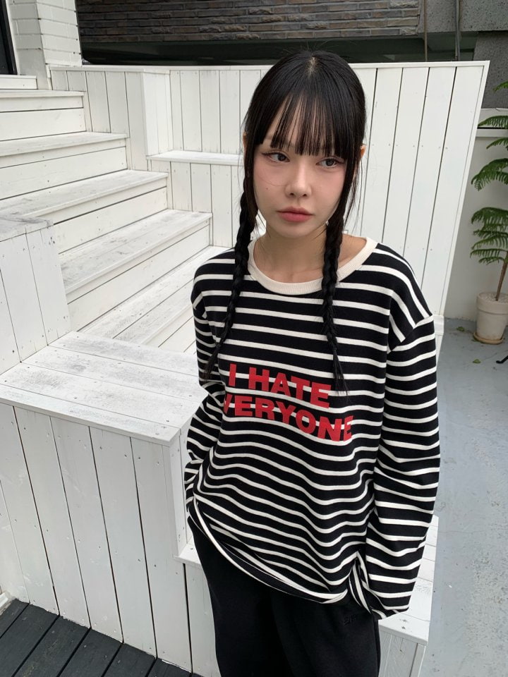 Bricklane - Korean Women Fashion - #momslook - Stripe Hate Tee - 3