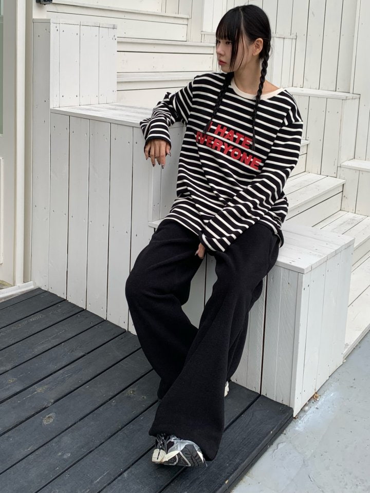 Bricklane - Korean Women Fashion - #momslook - Stripe Hate Tee - 9