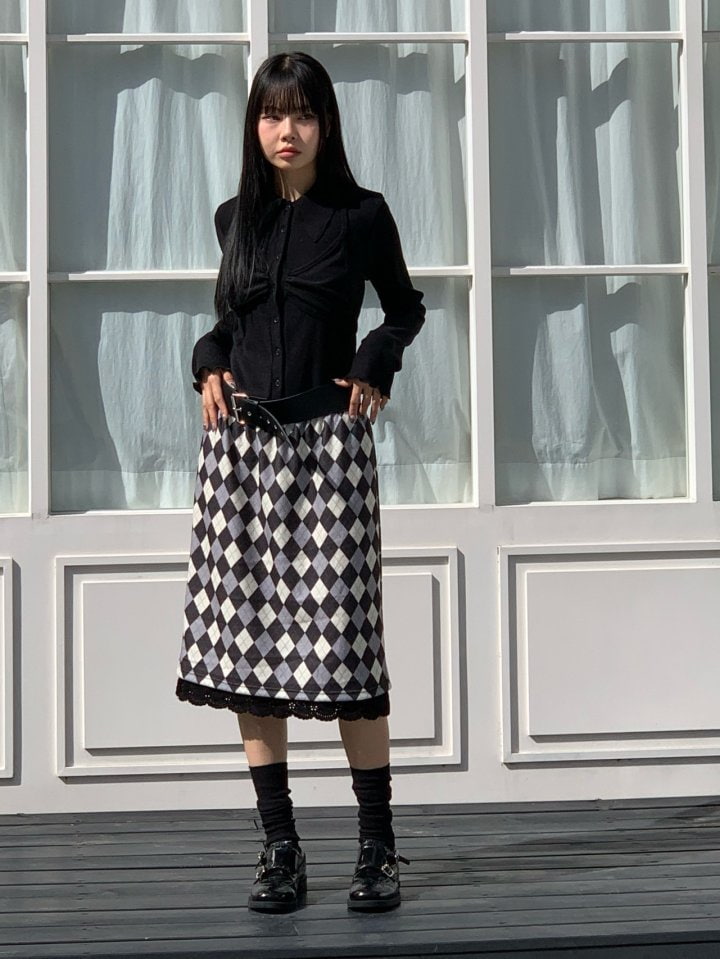 Bricklane - Korean Women Fashion - #momslook - Argyle Skirt - 2