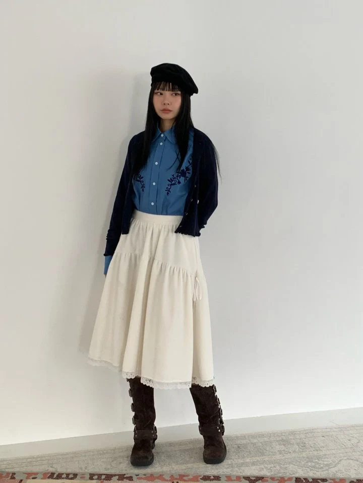 Bricklane - Korean Women Fashion - #momslook - Fleece Ribbon Skirt - 4