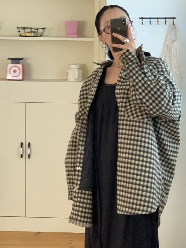 Bricklane - Korean Women Fashion - #momslook - Quilted Check Shirt - 11