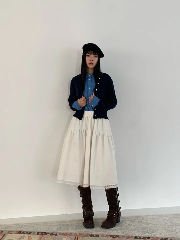 Bricklane - Korean Women Fashion - #restrostyle - Fleece Ribbon Skirt - 9