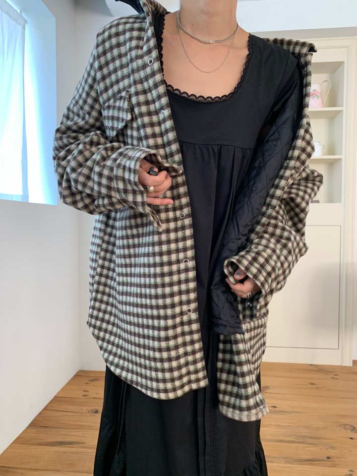 Bricklane - Korean Women Fashion - #restrostyle - Quilted Check Shirt - 6