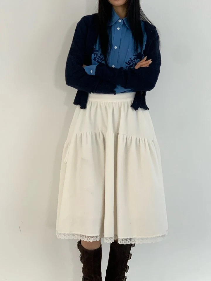 Bricklane - Korean Women Fashion - #vintagekidsstyle - Fleece Ribbon Skirt - 7