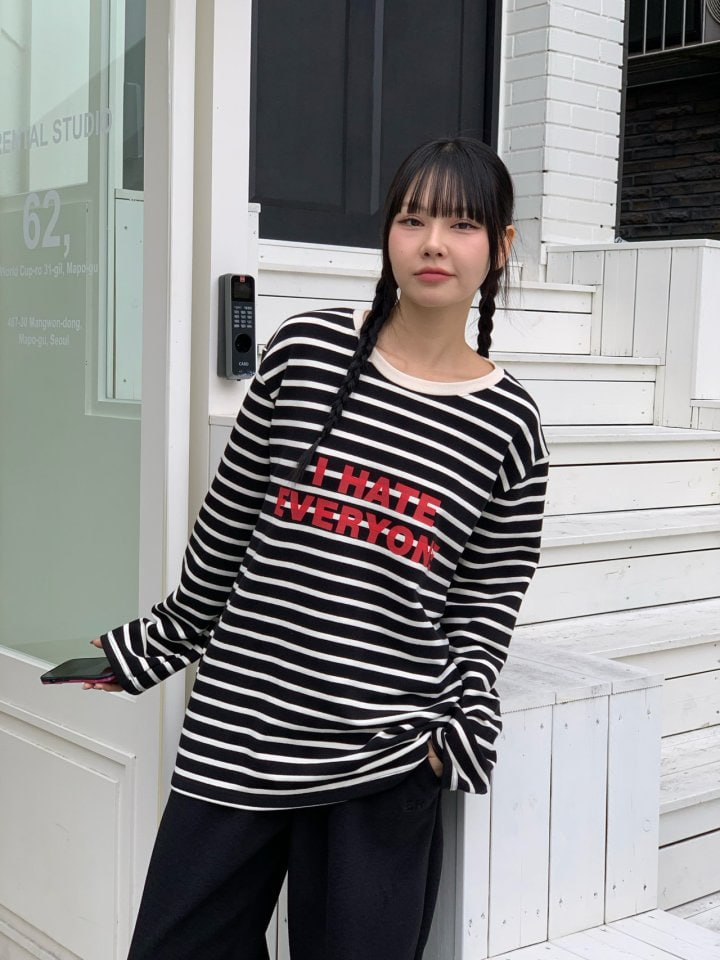 Bricklane - Korean Women Fashion - #womensfashion - Stripe Hate Tee - 10