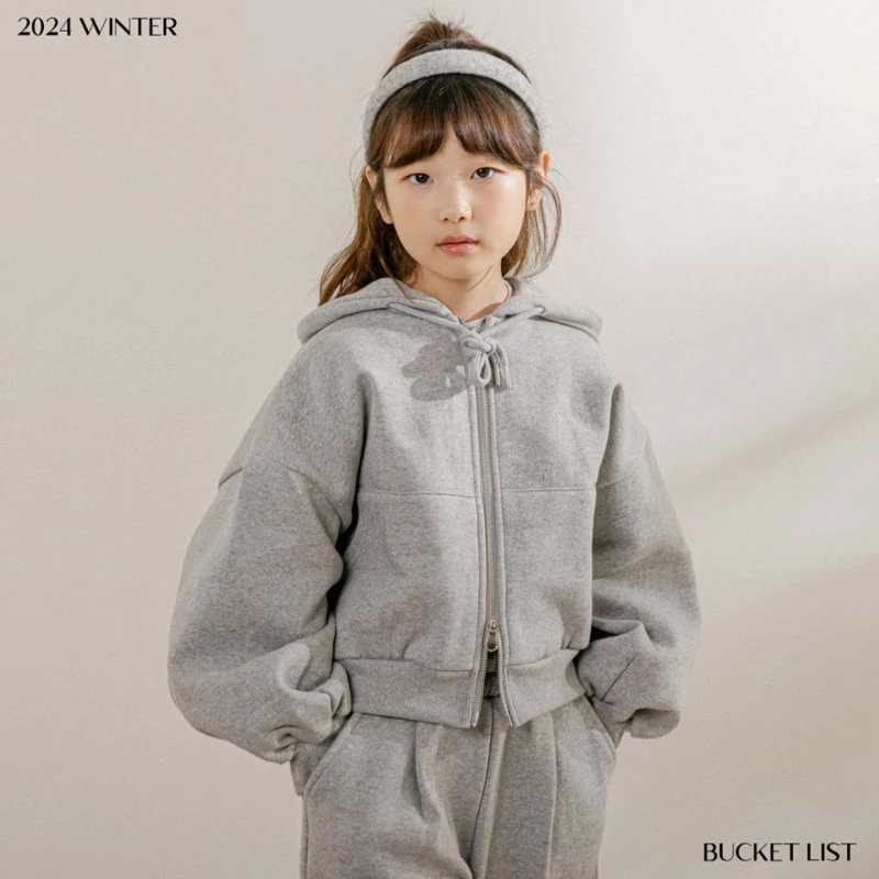 Bucket List - Korean Children Fashion - #magicofchildhood - Brushed Crop Hooded Zip-up - 9