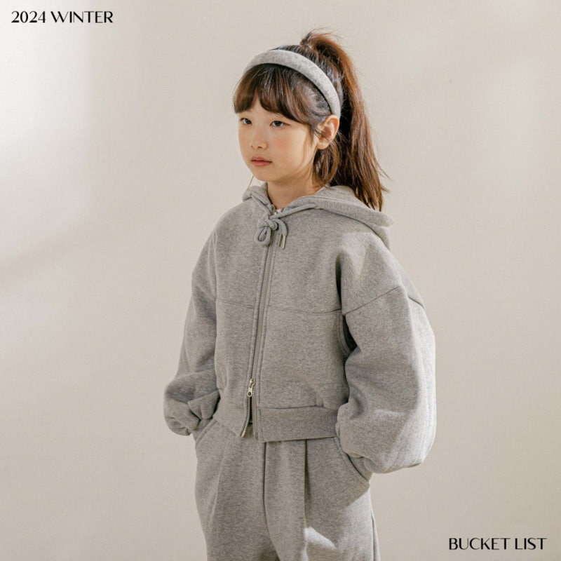 Bucket List - Korean Children Fashion - #minifashionista - Brushed Crop Hooded Zip-up - 10