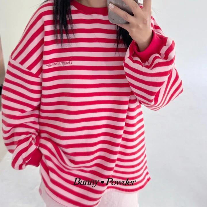 Bunny Powder - Korean Children Fashion - #stylishchildhood - Striped Loose Fit Tee With Mom - 10