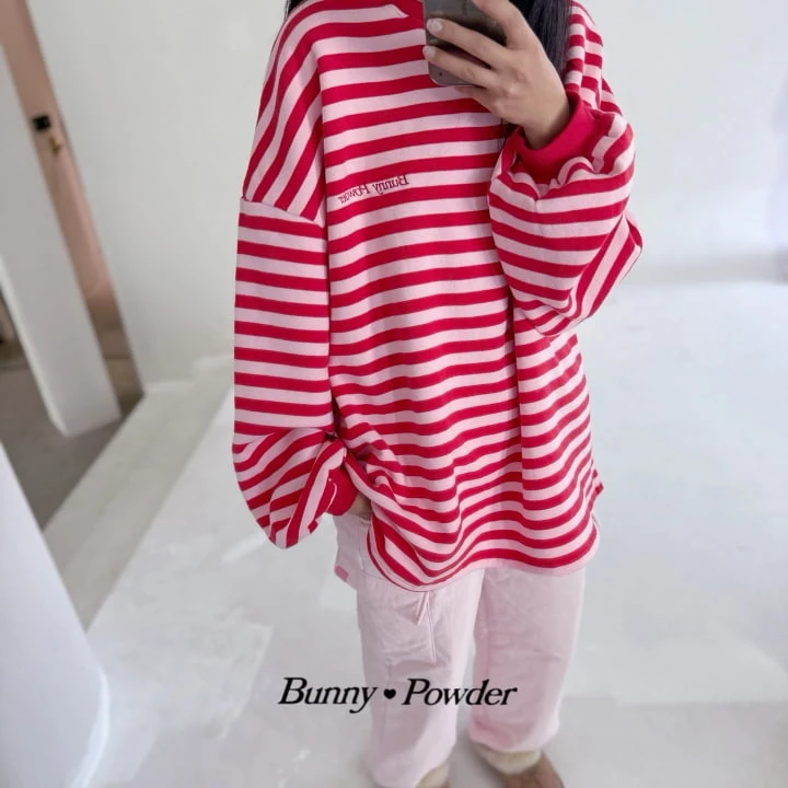 Bunny Powder - Korean Children Fashion - #todddlerfashion - Striped Loose Fit Tee With Mom - 8