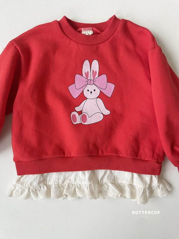 Buttercup - Korean Children Fashion - #kidzfashiontrend - Big Ribbon Rabbit Frill Sweatshirt - 4