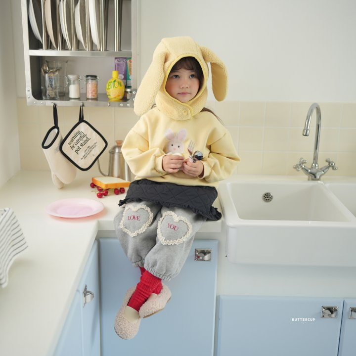 Buttercup - Korean Children Fashion - #childofig - Check Frill Rabbit Sweatshirt - 10