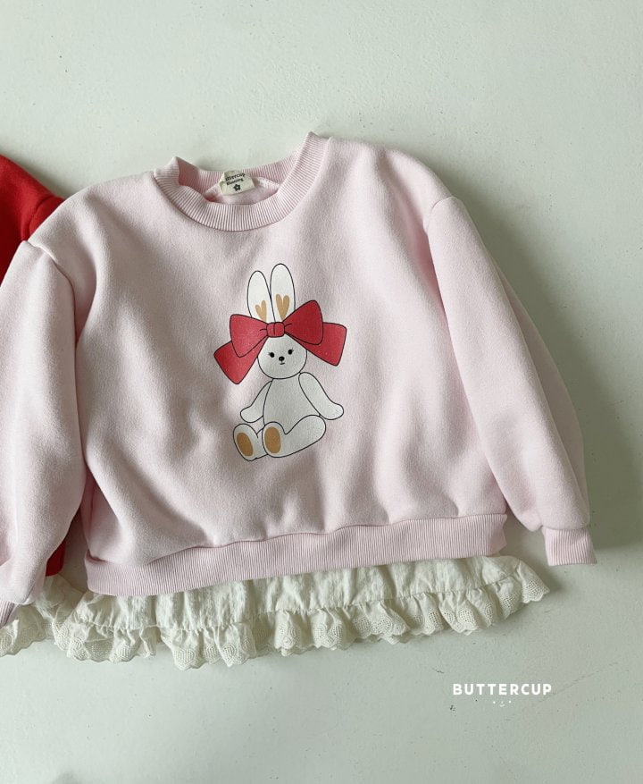 Buttercup - Korean Children Fashion - #kidsshorts - Big Ribbon Rabbit Frill Sweatshirt