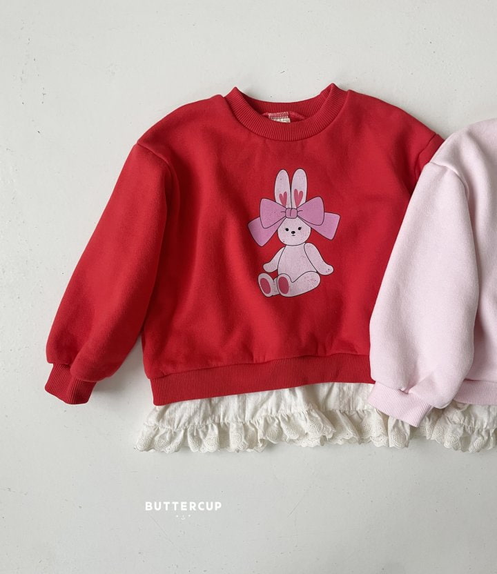 Buttercup - Korean Children Fashion - #prettylittlegirls - Big Ribbon Rabbit Frill Sweatshirt - 8