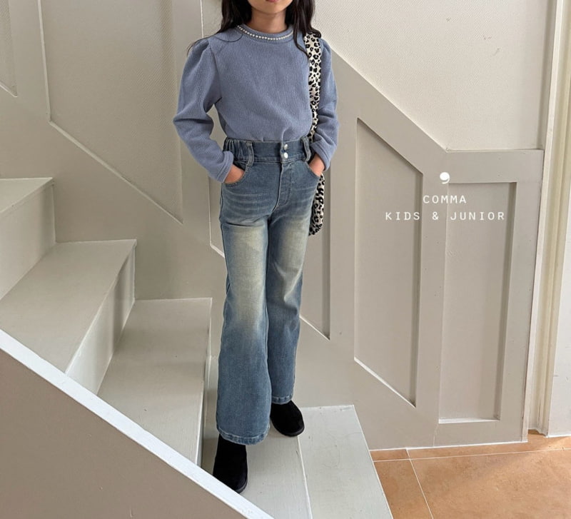 Comma - Korean Children Fashion - #Kfashion4kids - High-waist Denim Bootcut Pants - 7