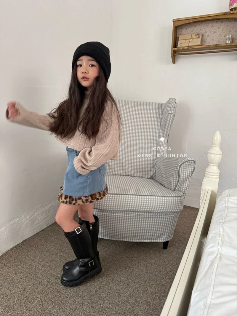 Comma - Korean Children Fashion - #childrensboutique - Leopard Denim Skirt - 4