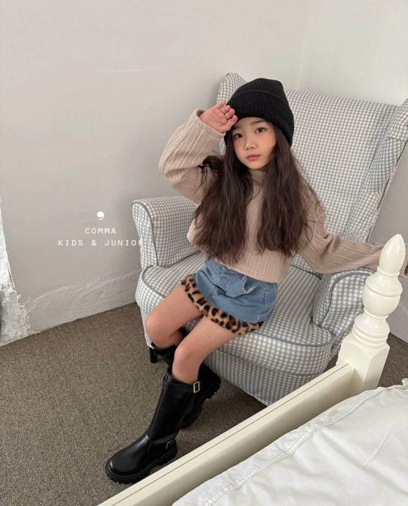 Comma - Korean Children Fashion - #discoveringself - Leopard Denim Skirt - 5