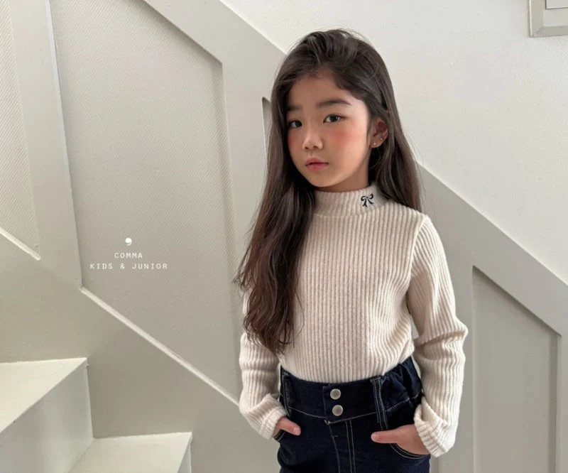 Comma - Korean Children Fashion - #fashionkids - Ribbon Mockneck Tee