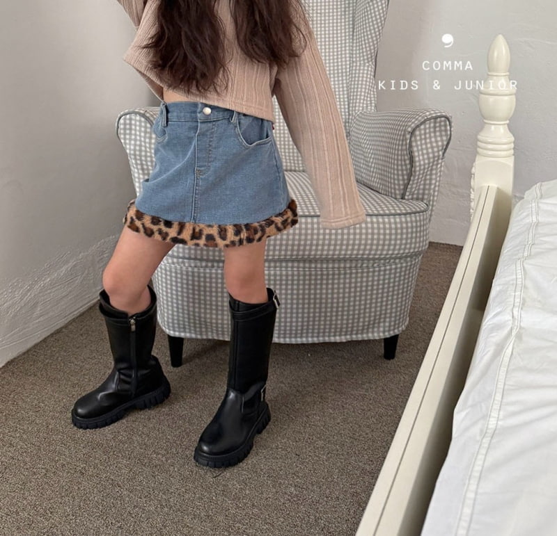 Comma - Korean Children Fashion - #stylishchildhood - Leopard Denim Skirt