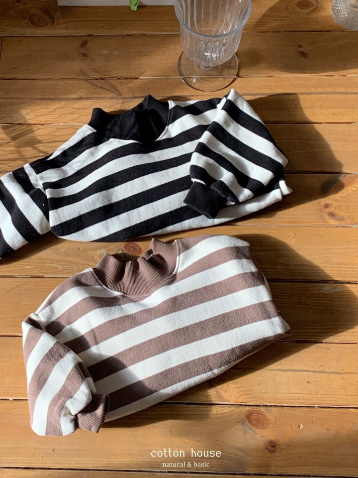 Cotton House - Korean Children Fashion - #Kfashion4kids - Stripe Mockneck Sweatshirt - 12