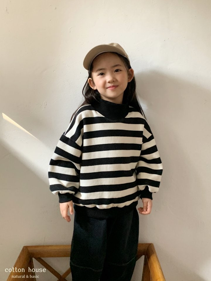 Cotton House - Korean Children Fashion - #childofig - Stripe Mockneck Sweatshirt - 3