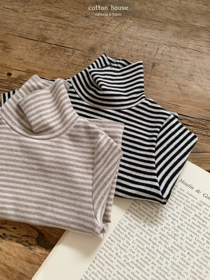 Cotton House - Korean Children Fashion - #childrensboutique - Stripe Turtleneck Tee - 11