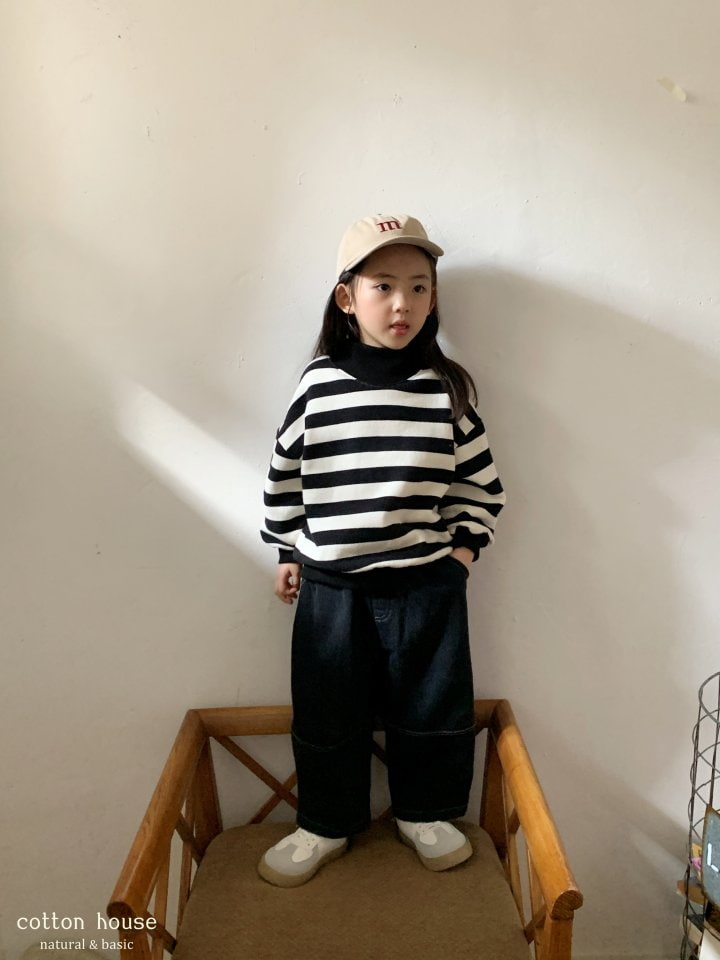 Cotton House - Korean Children Fashion - #childrensboutique - Stripe Mockneck Sweatshirt - 5