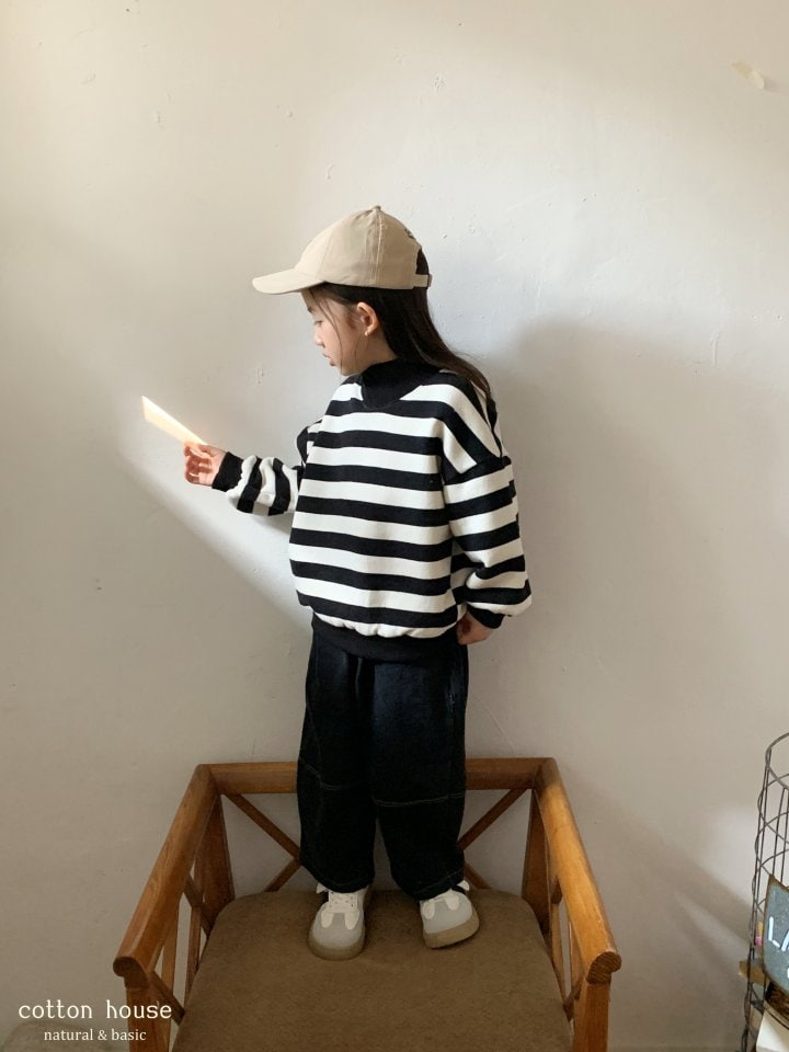 Cotton House - Korean Children Fashion - #designkidswear - Stripe Mockneck Sweatshirt - 6