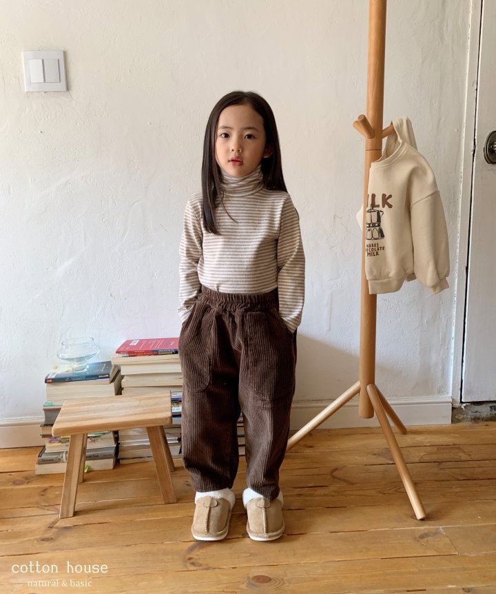 Cotton House - Korean Children Fashion - #kidsshorts - Stripe Turtleneck Tee