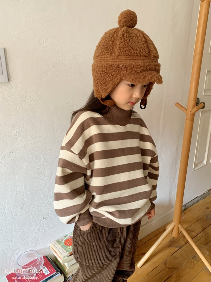 Cotton House - Korean Children Fashion - #kidsshorts - Stripe Mockneck Sweatshirt - 9