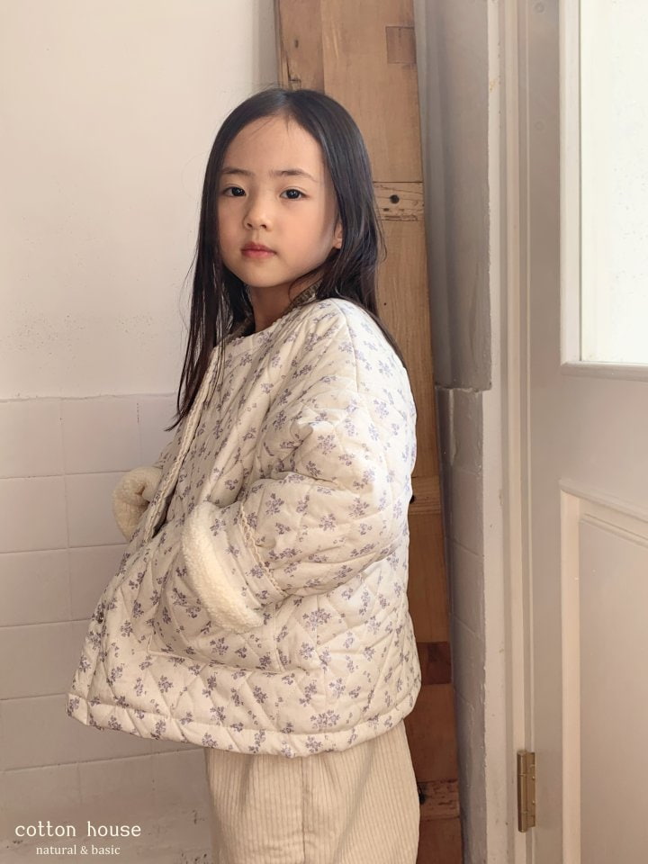 Cotton House - Korean Children Fashion - #kidsshorts - Flower Quilted Fleece Jacket - 6