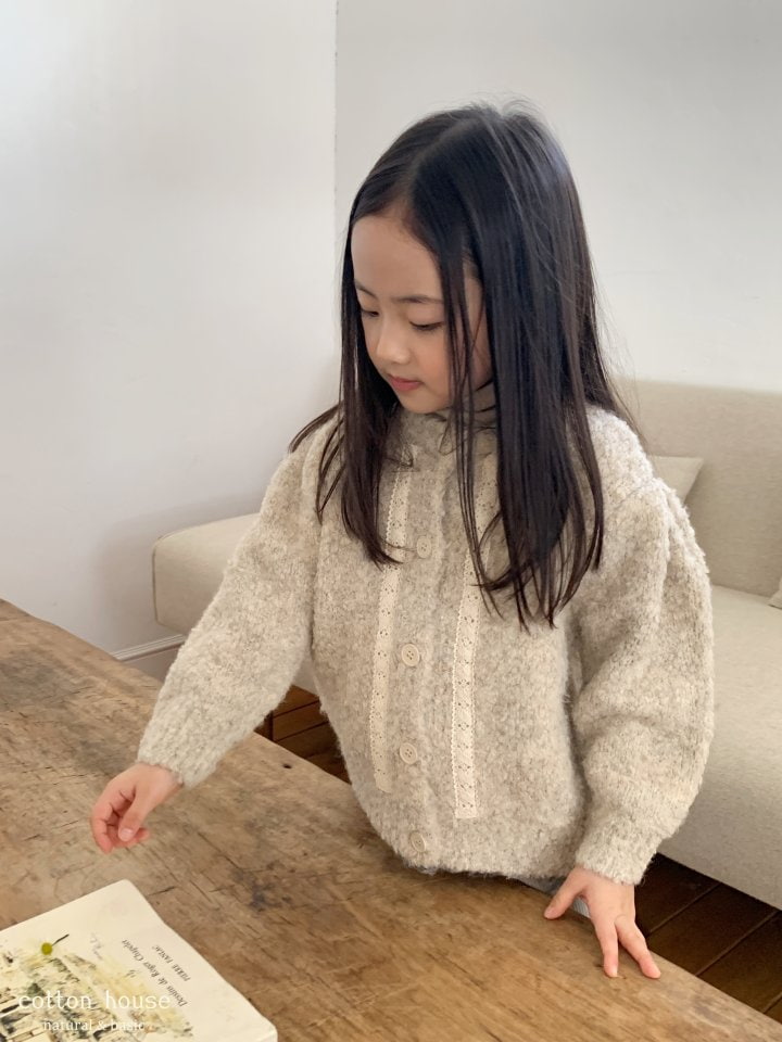 Cotton House - Korean Children Fashion - #kidsshorts - Puff Lace Cardigan - 3