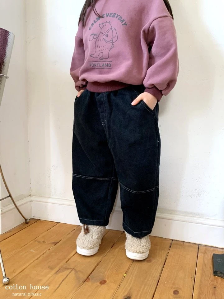 Cotton House - Korean Children Fashion - #kidsstore - Kush Fleece Denim Pants - 2