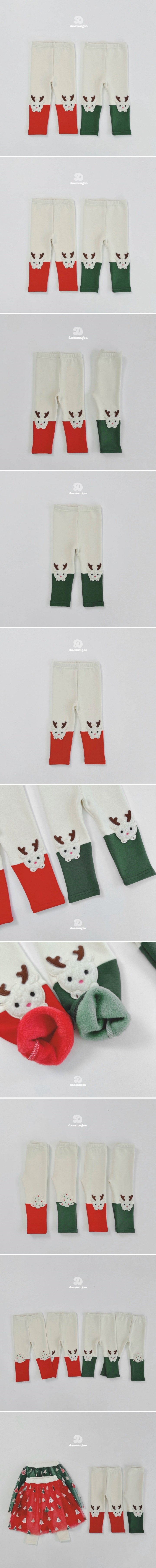 Dae Sung Sa - Korean Children Fashion - #Kfashion4kids - Fleece Rudolph Two Tone Leggings - 2