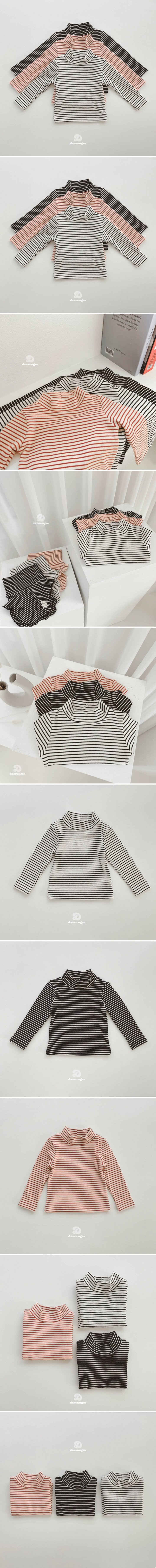 Dae Sung Sa - Korean Children Fashion - #Kfashion4kids - Peach Stripe Turtleneck Tee - 2