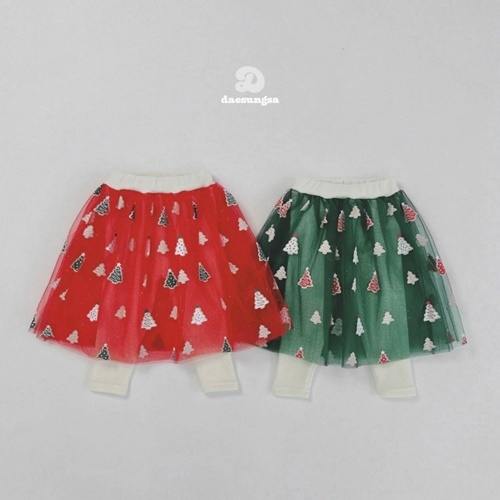 Dae Sung Sa - Korean Children Fashion - #childofig - Fleece Christmas Skirt Leggings