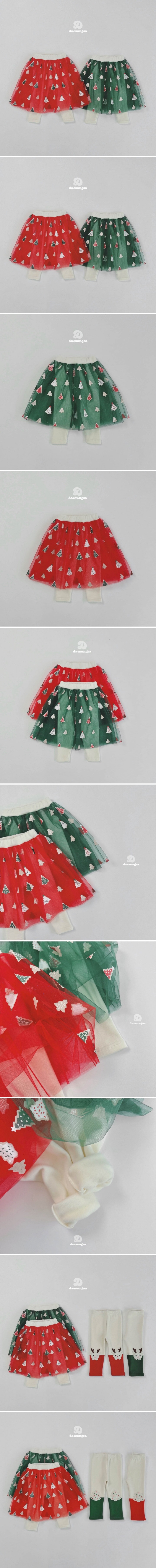 Dae Sung Sa - Korean Children Fashion - #childofig - Fleece Christmas Skirt Leggings - 2